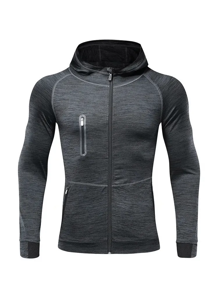 Casual Solid Color Zipper Hooded Sweatshirt for Men - SF1834