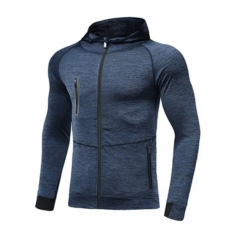 Casual Solid Color Zipper Hooded Sweatshirt for Men - SF1834