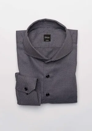 Charcoal Grey Lightweight Dobby Structured Shirt - Wrinkle Resistant