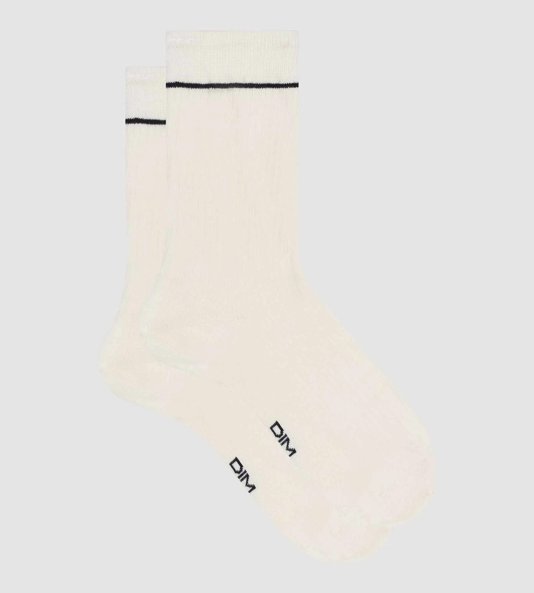 Chaussettes unisexes en coton modal côtelé Crème Dim Icons