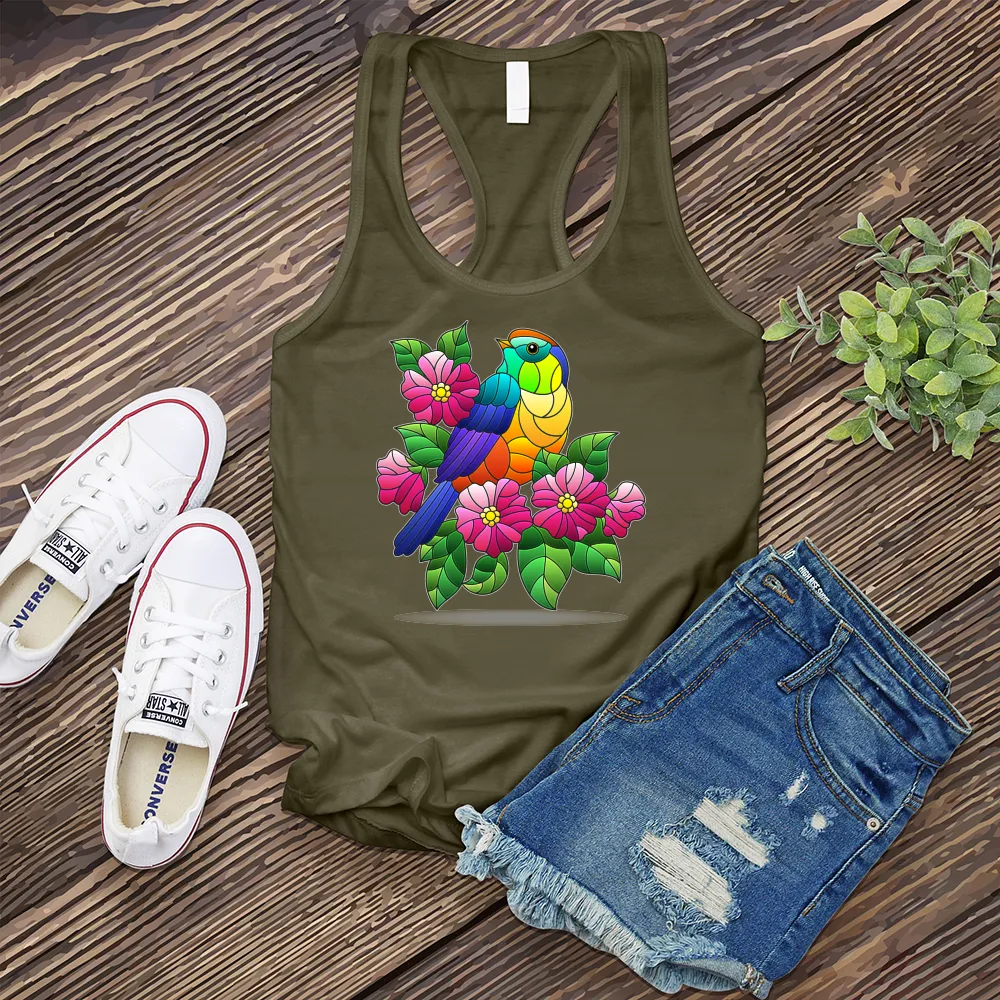 Colorful Glass Bird Women's Tank Top