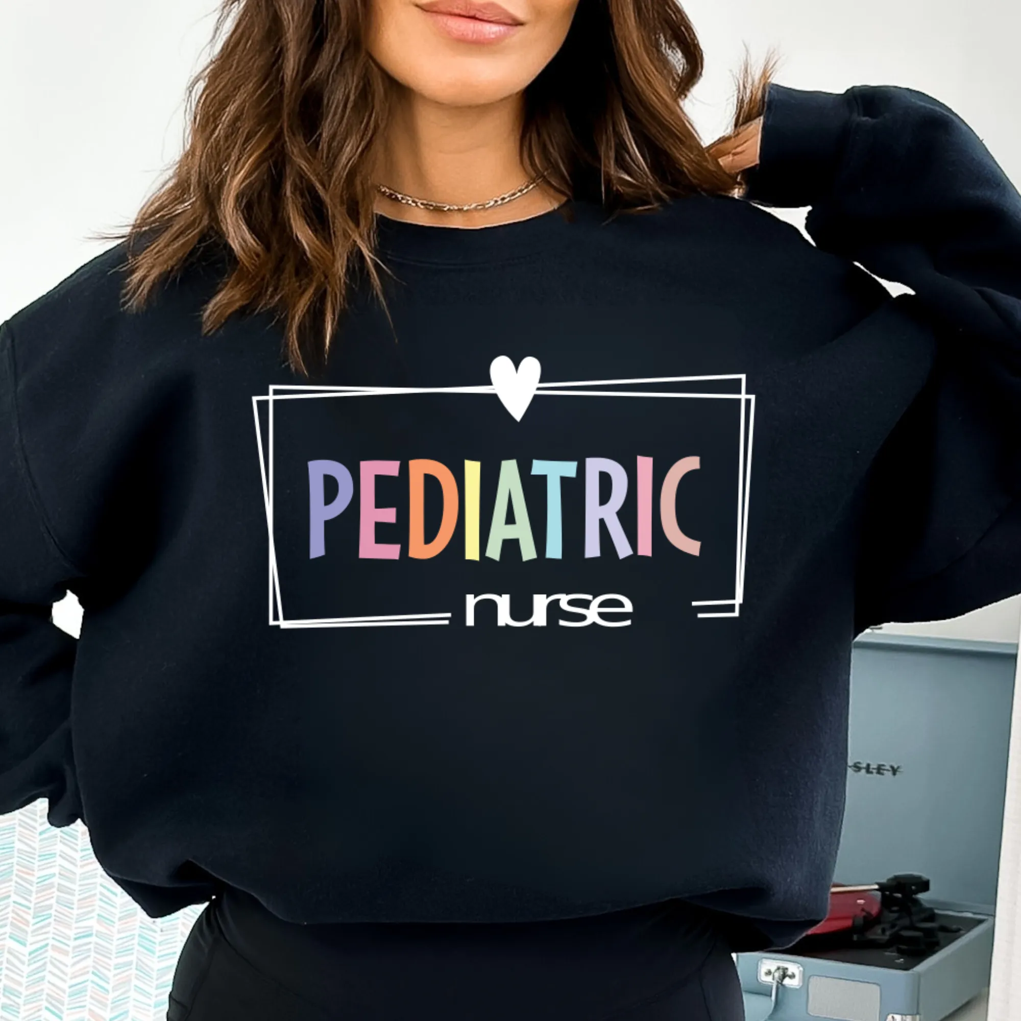 Colorful Pediatric Nurse Crewneck Sweatshirt