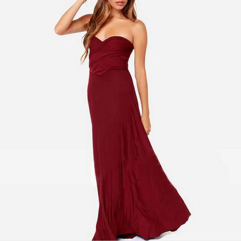 Convertible Boho Maxi Club Red Dress