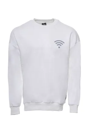 Crew Neck Both Side Printed White Sweatshirt - Wessi