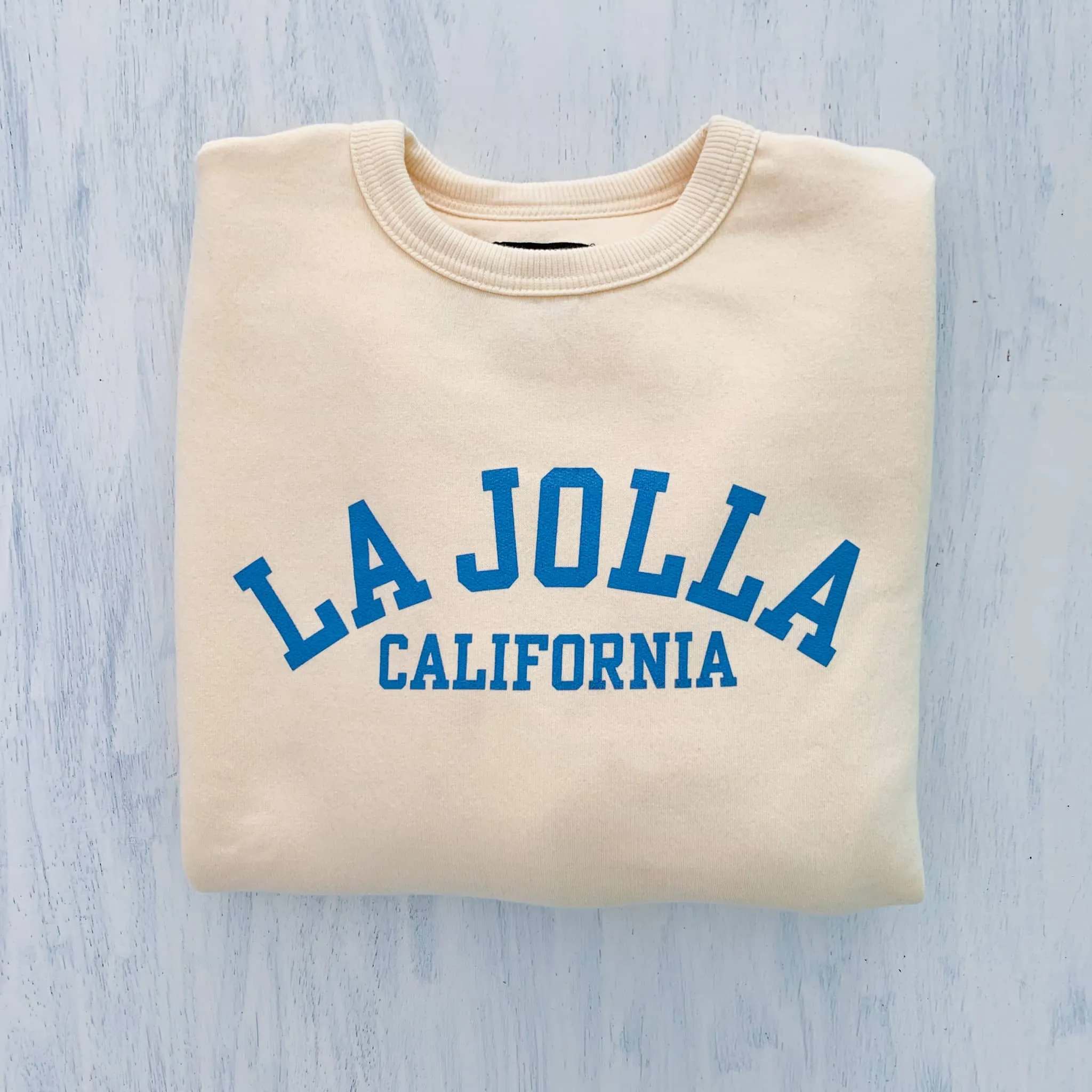 CREWNECK SWEATSHIRT with LA JOLLA CALIFORNIA (buttery yellow)