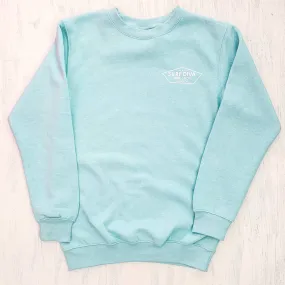 CREWNECK SWEATSHIRT with SURF DIVA SURF SHOP (sky blue)