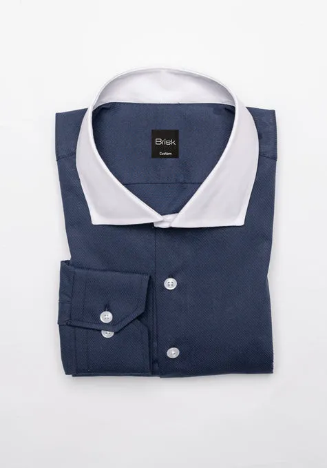 Crisp Navy Structured Stretch Shirt