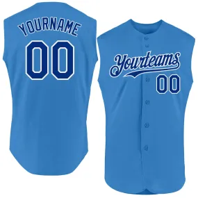 Custom Powder Blue Royal-White Authentic Sleeveless Baseball Jersey