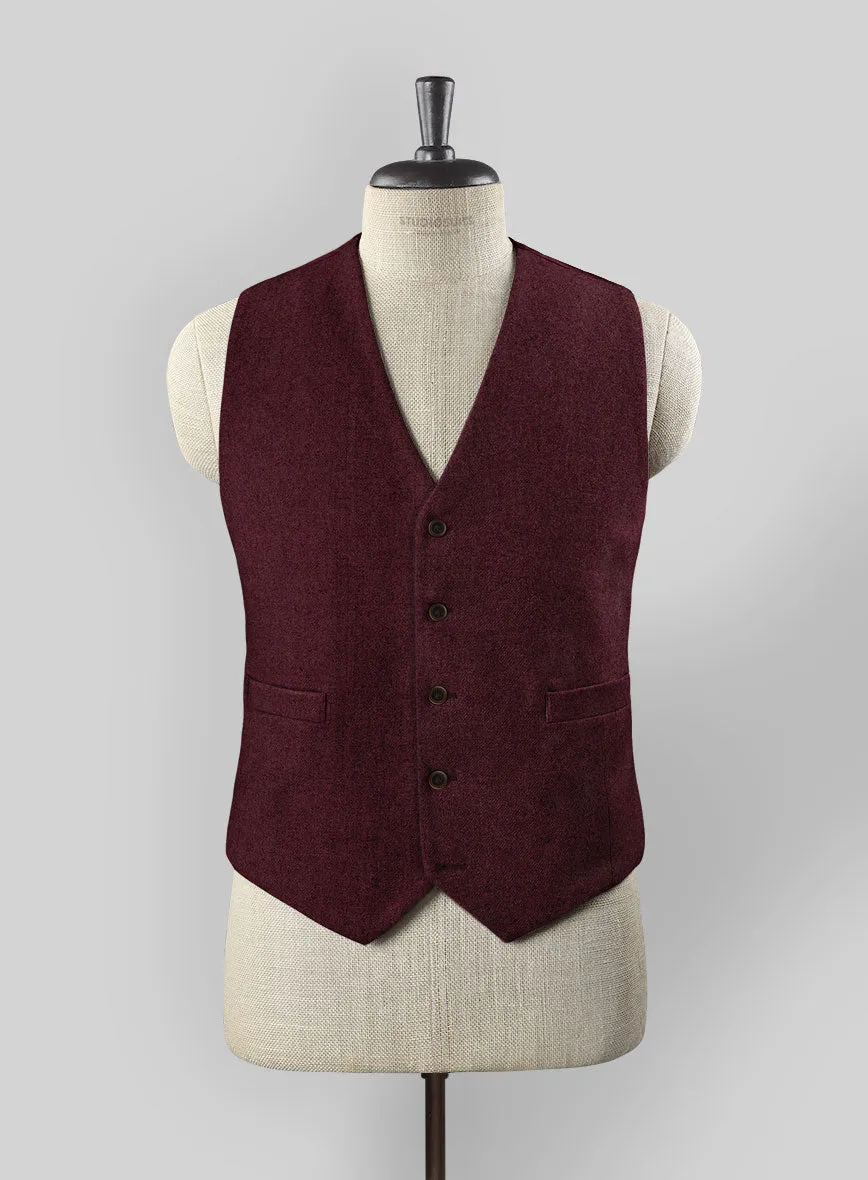 Dark Wine Heavy Tweed Waist Coat