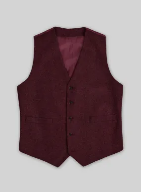 Dark Wine Heavy Tweed Waist Coat