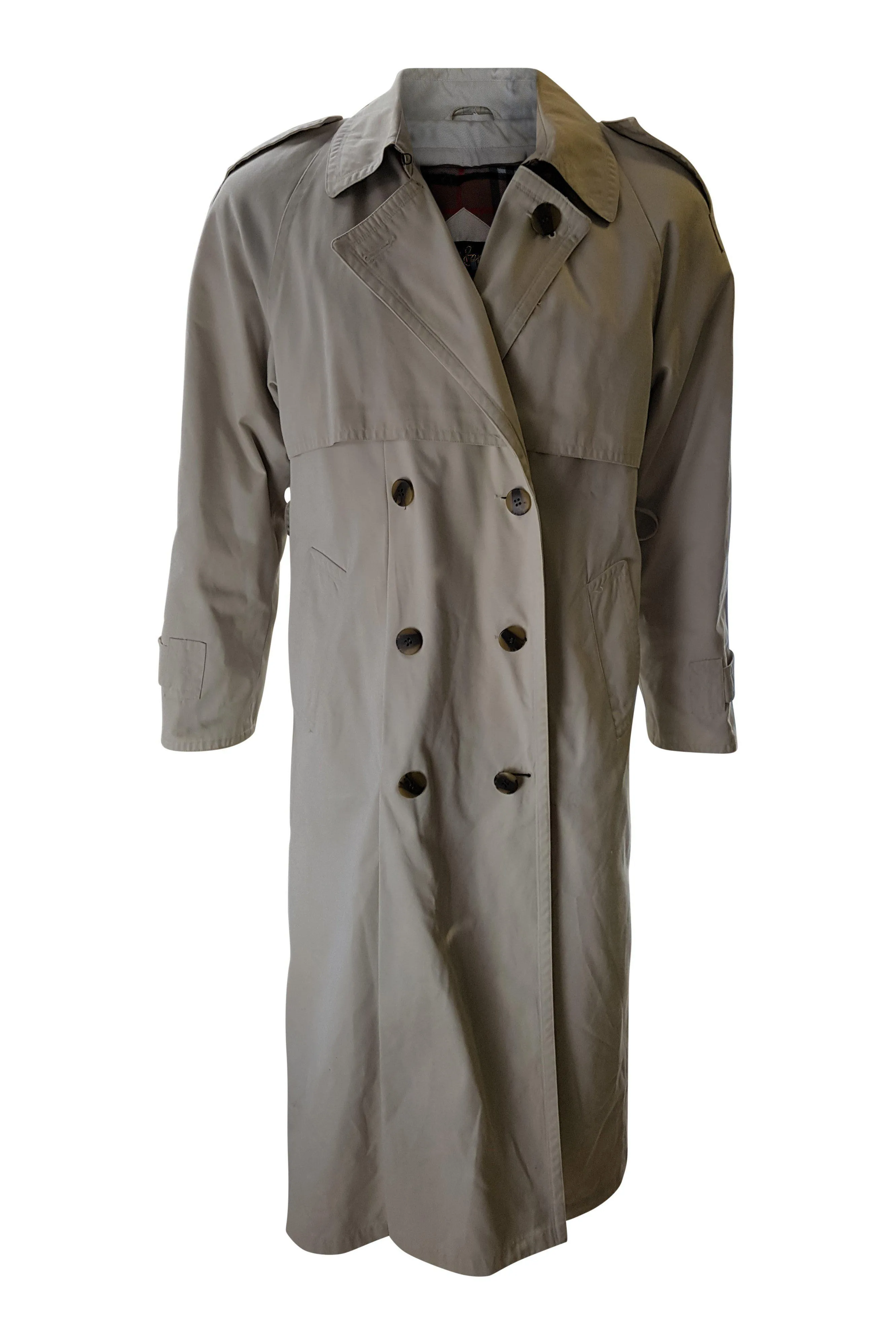 DAVID BARRY Vintage Classic Cream Double Breasted Trench Coat (10)