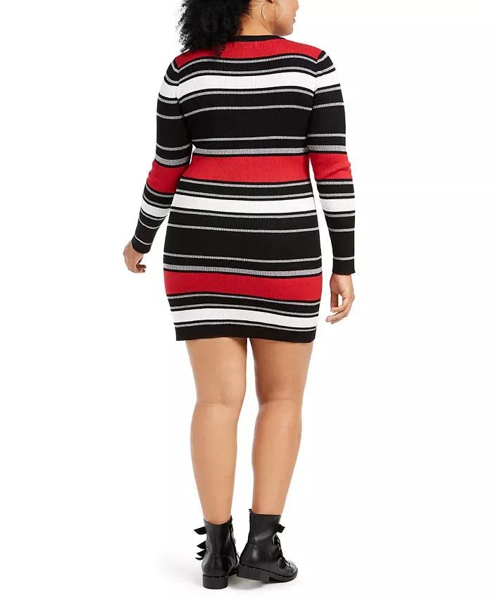 Derek Heart Trendy Plus Size Striped Bodycon Dress Black Size 2 Extra Large