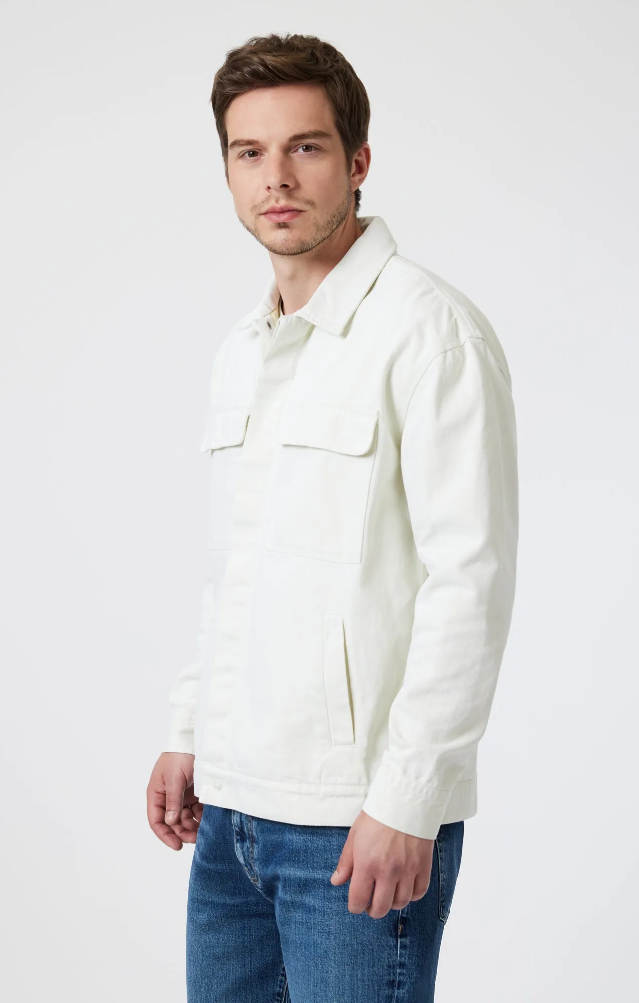 DOUBLE POCKET OVERSHIRT IN ANTIQUE WHITE