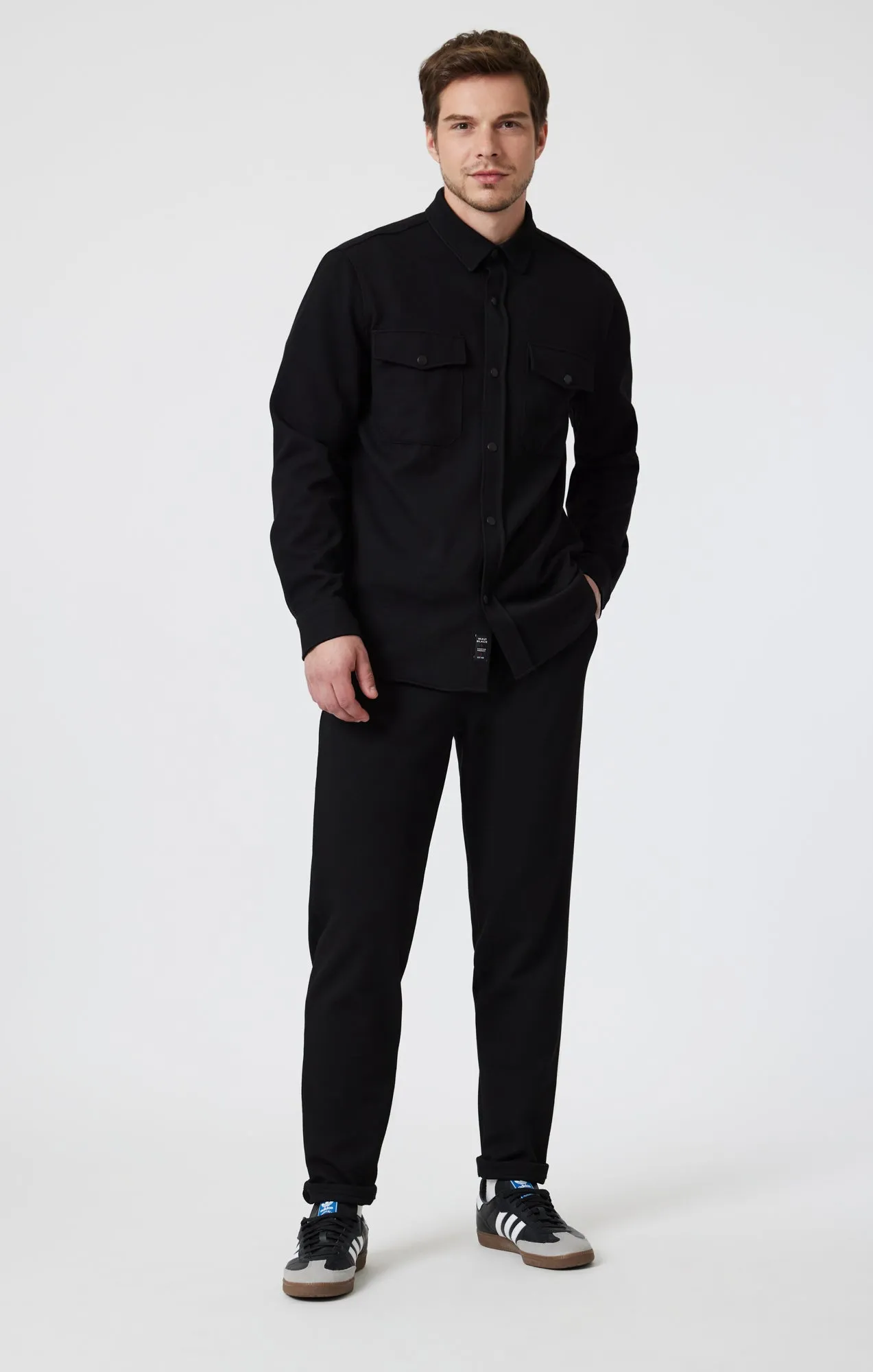 DOUBLE POCKET SNAP-BUTTON SHIRT IN BLACK