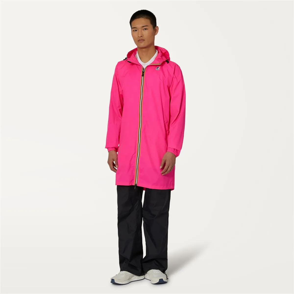 Eiffel - Unisex Waterproof Packable Long Rain Jacket in Pink Intense