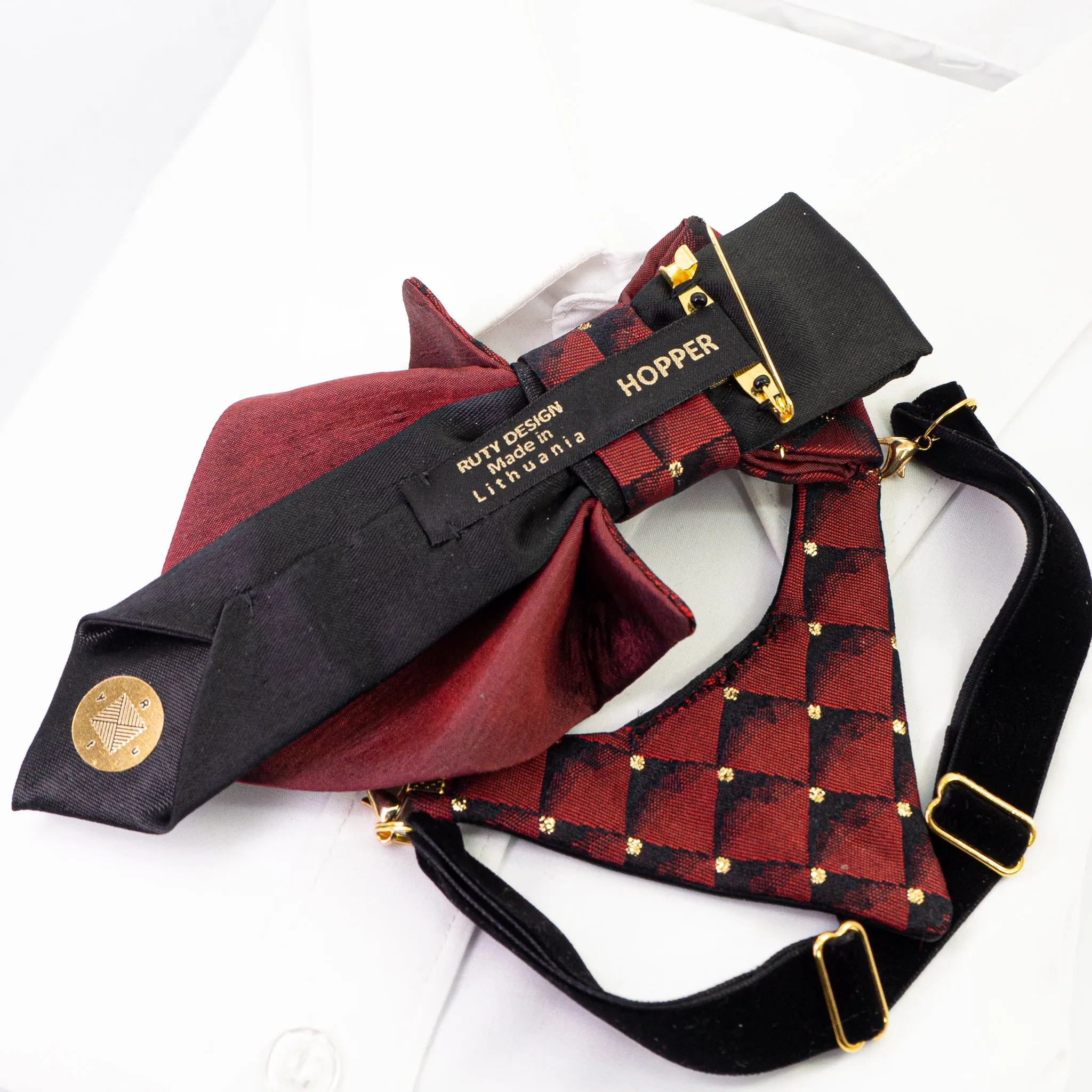 ELEGANT WOMEN' BOW TIE "BURGUNDY DIAMOND II"