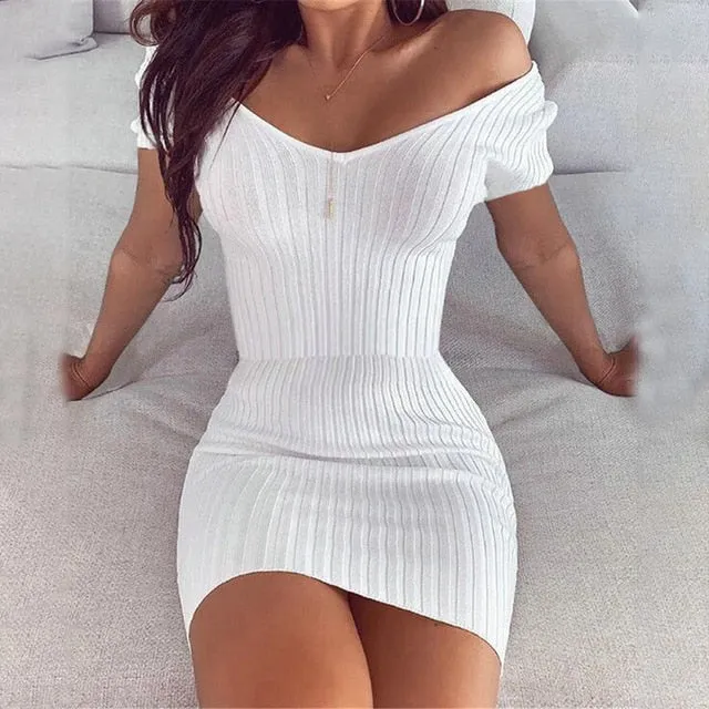 Elise Knitted Off Shoulder Sweater Dress