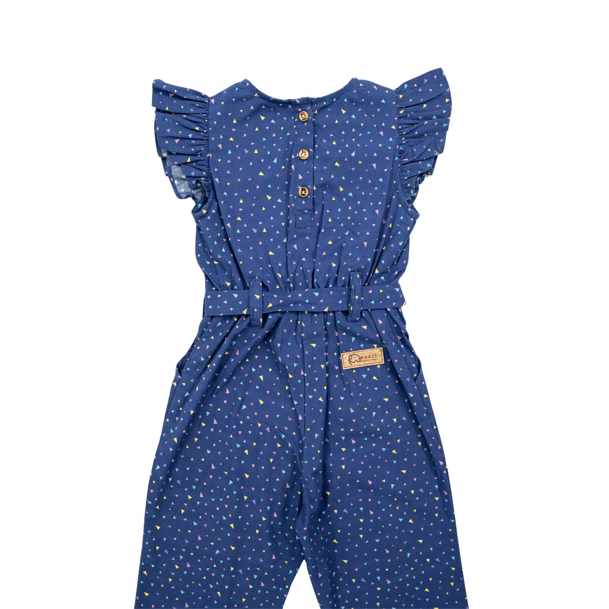 Estate Blue Cotton Jumpsuit for girls