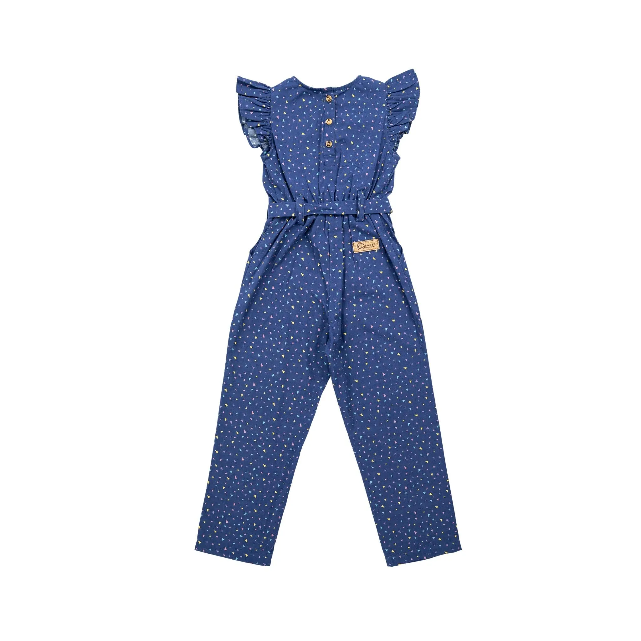 Estate Blue Cotton Jumpsuit for girls