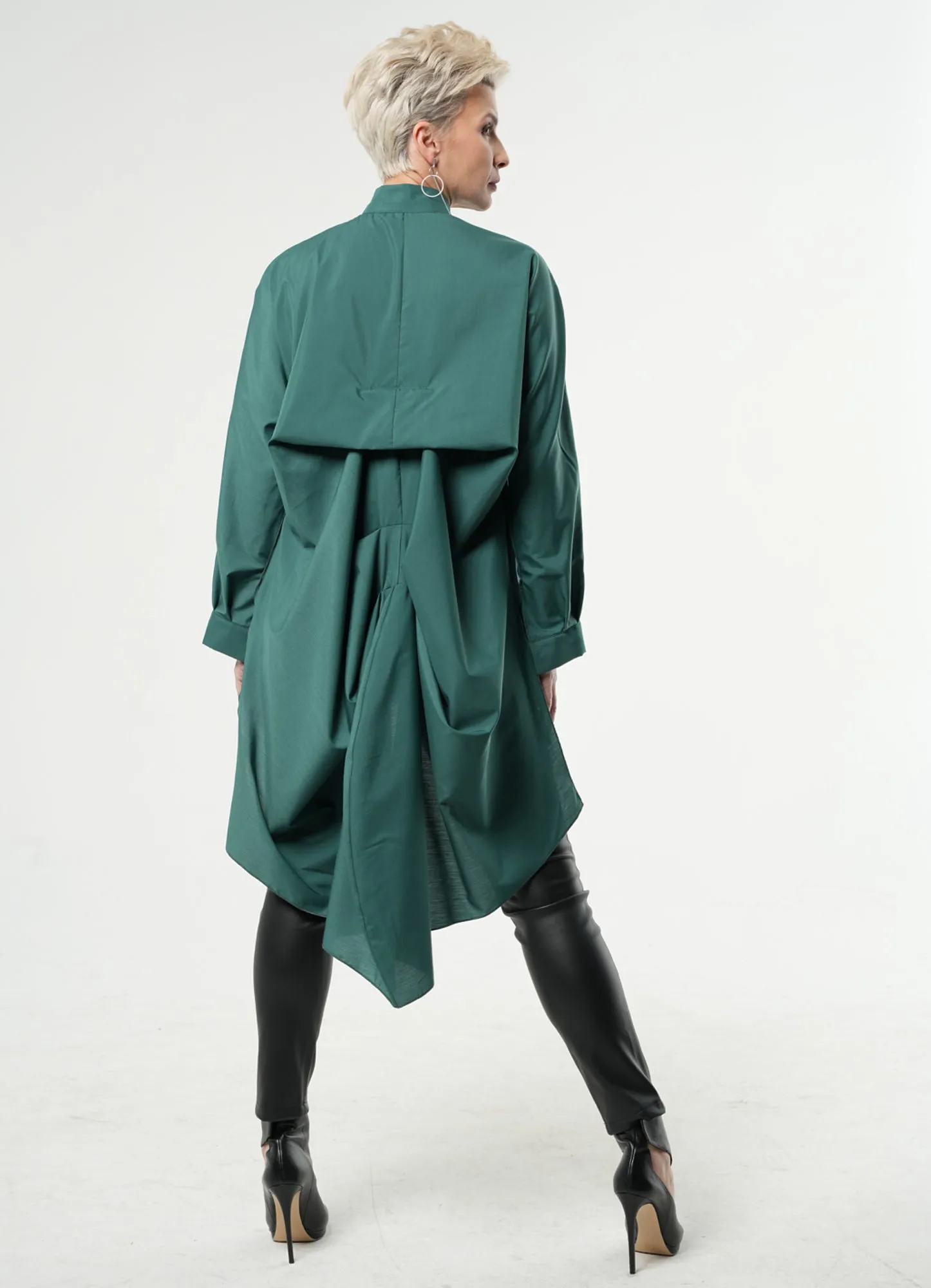 Extravagant Belted Long Shirt In Green