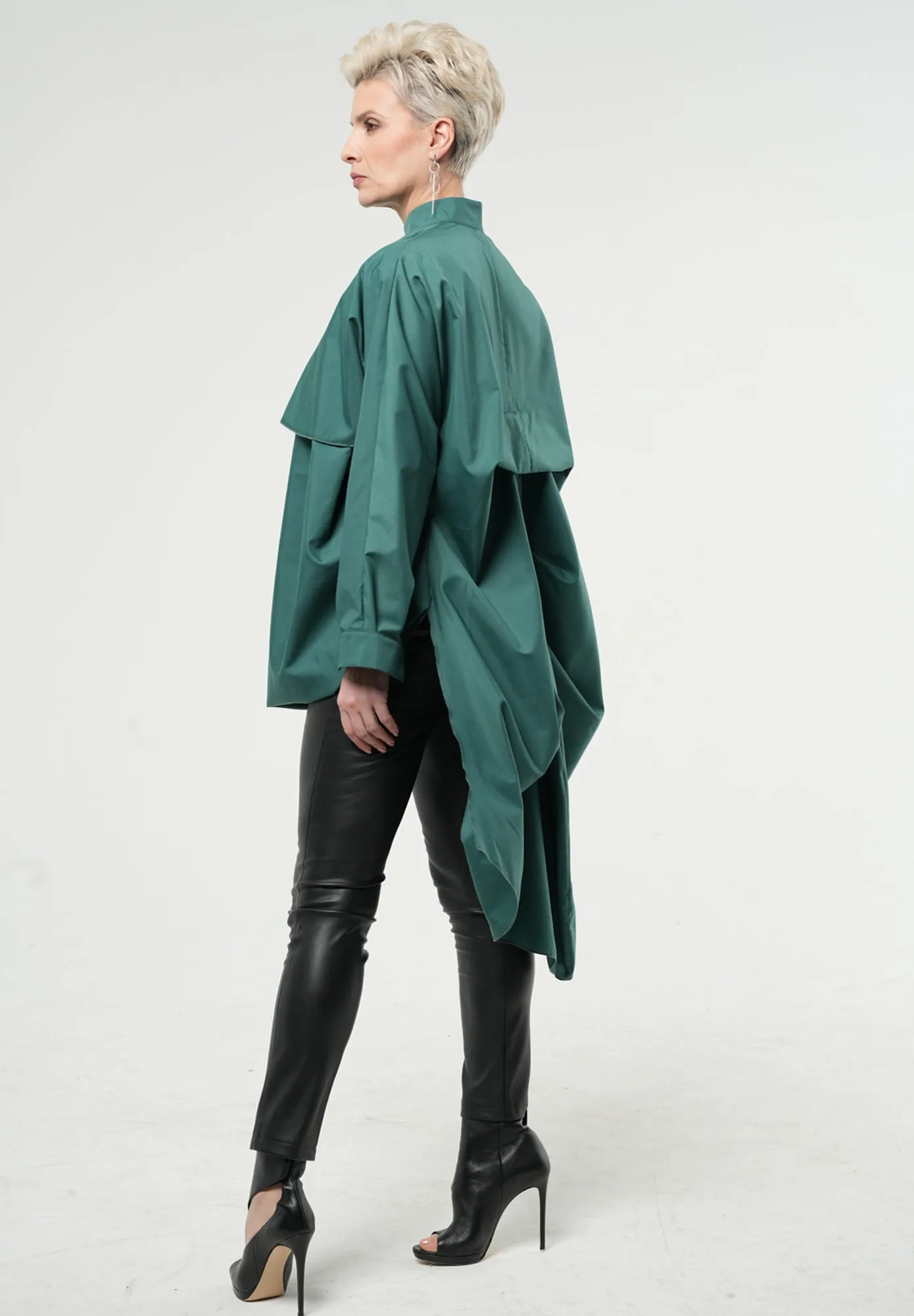 Extravagant Belted Long Shirt In Green