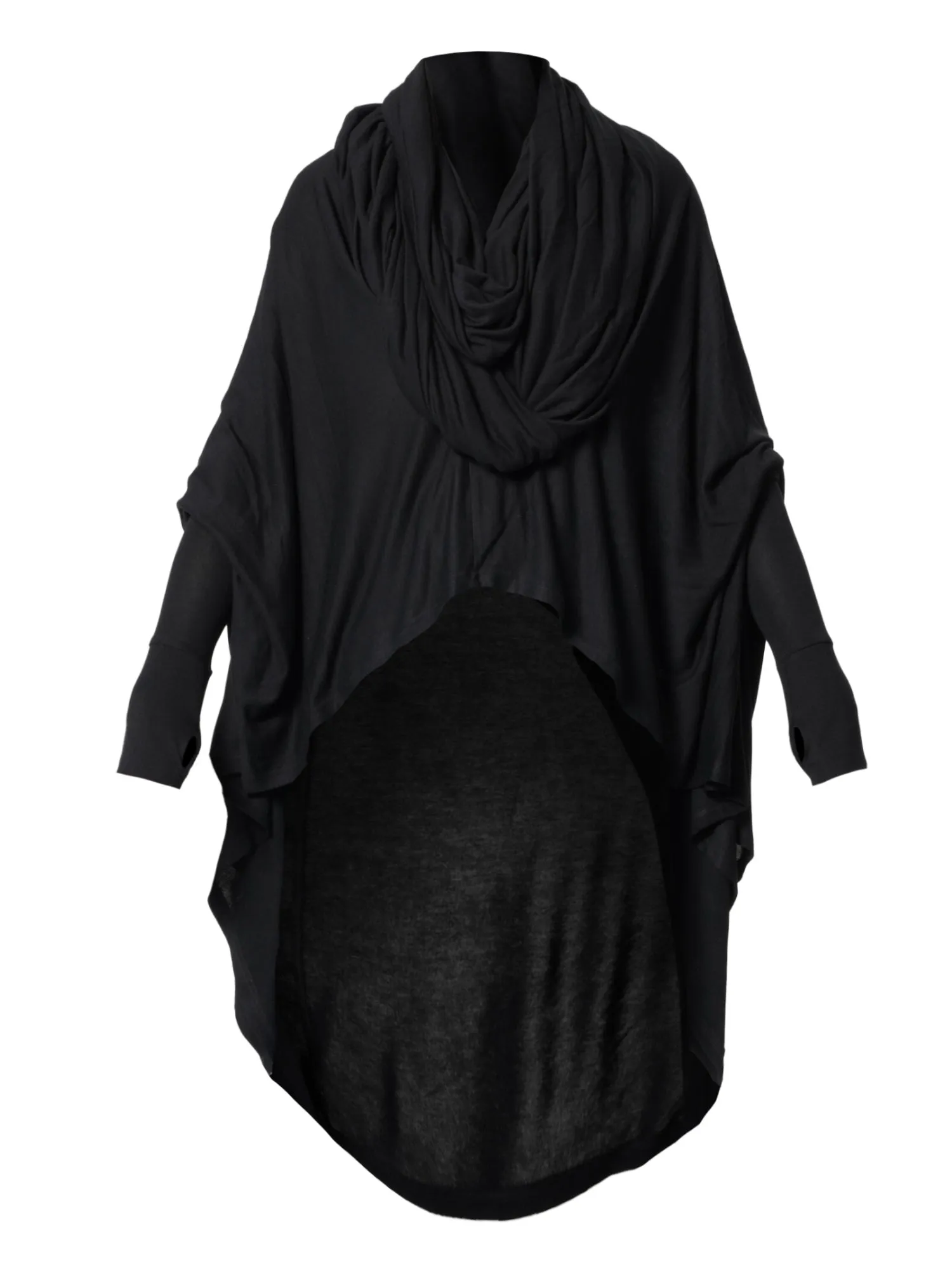 Extravagant Tunic With Scarf Collar In Black