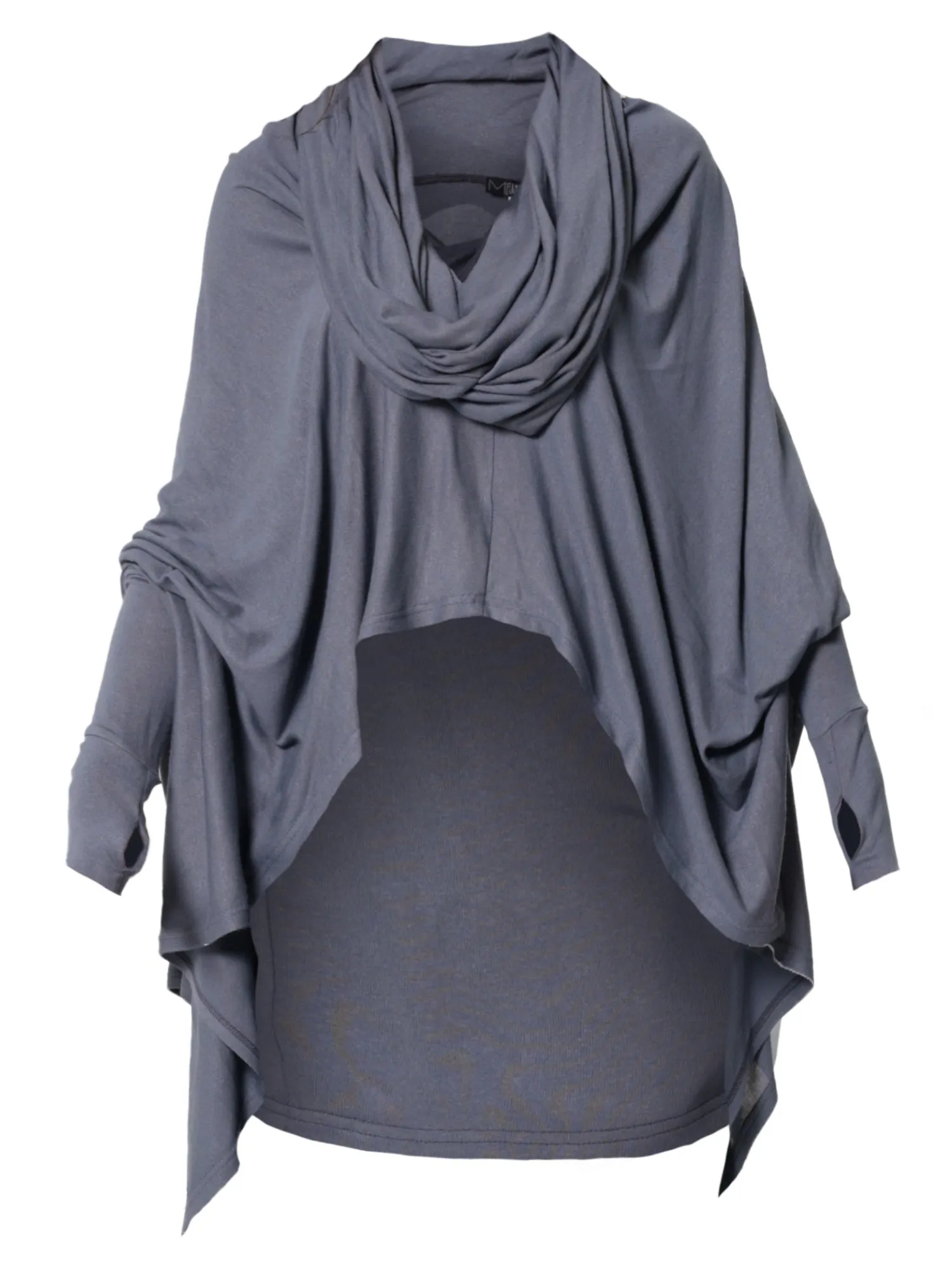 Extravagant Tunic With Scarf Collar In Gray