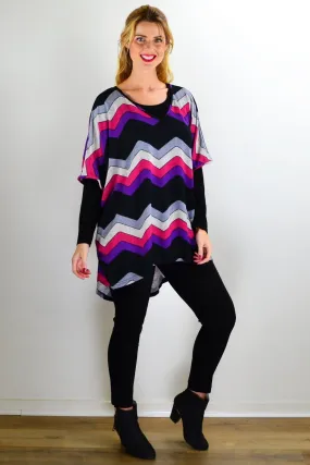 Fabulous Fleece Zig Zag knit Tunic Top