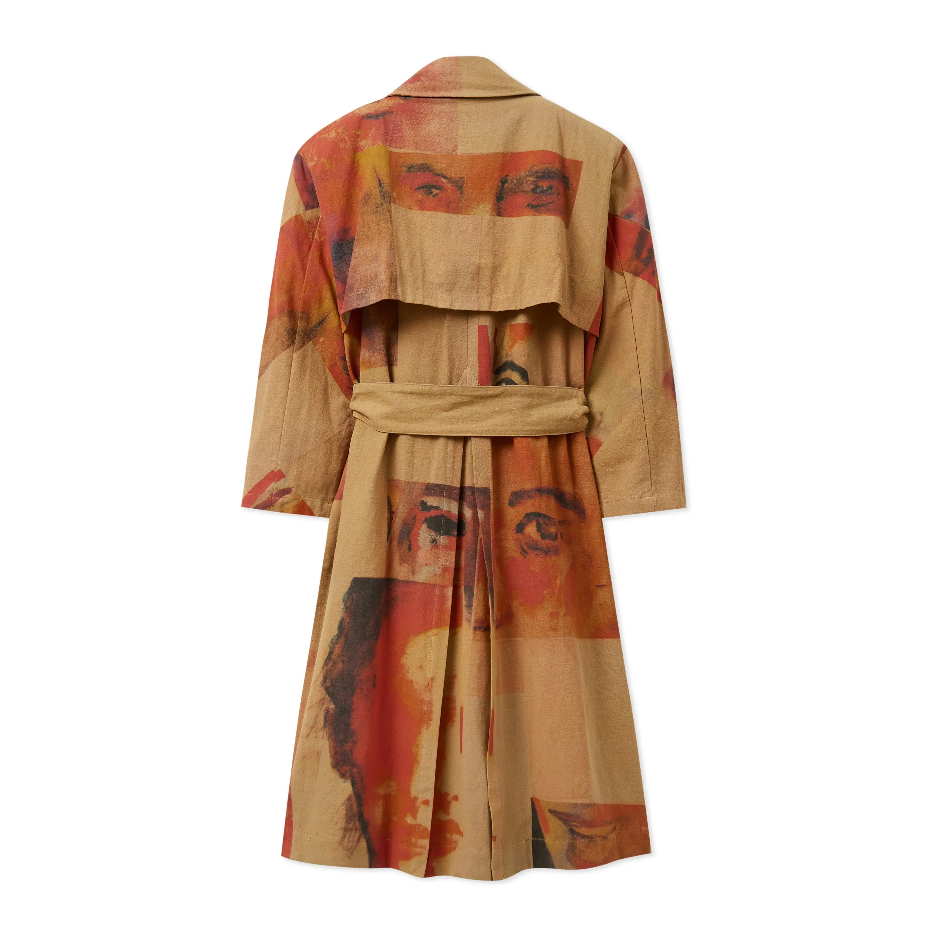 Faces Collage Trench Coat [Tan/Multi]