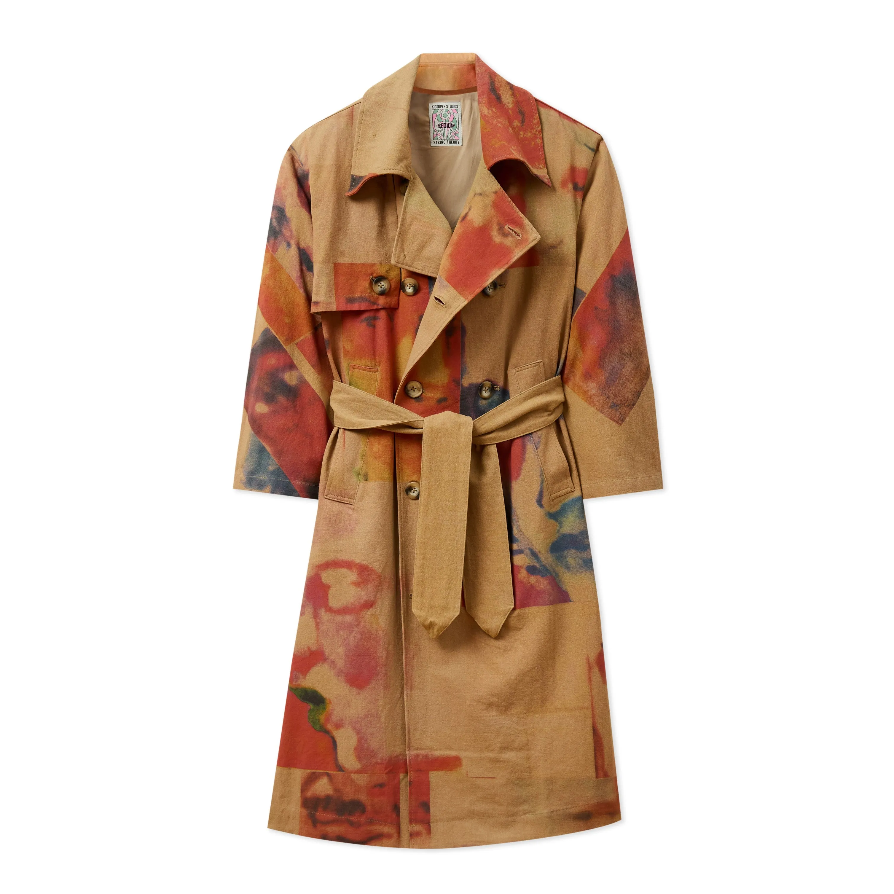 Faces Collage Trench Coat [Tan/Multi]