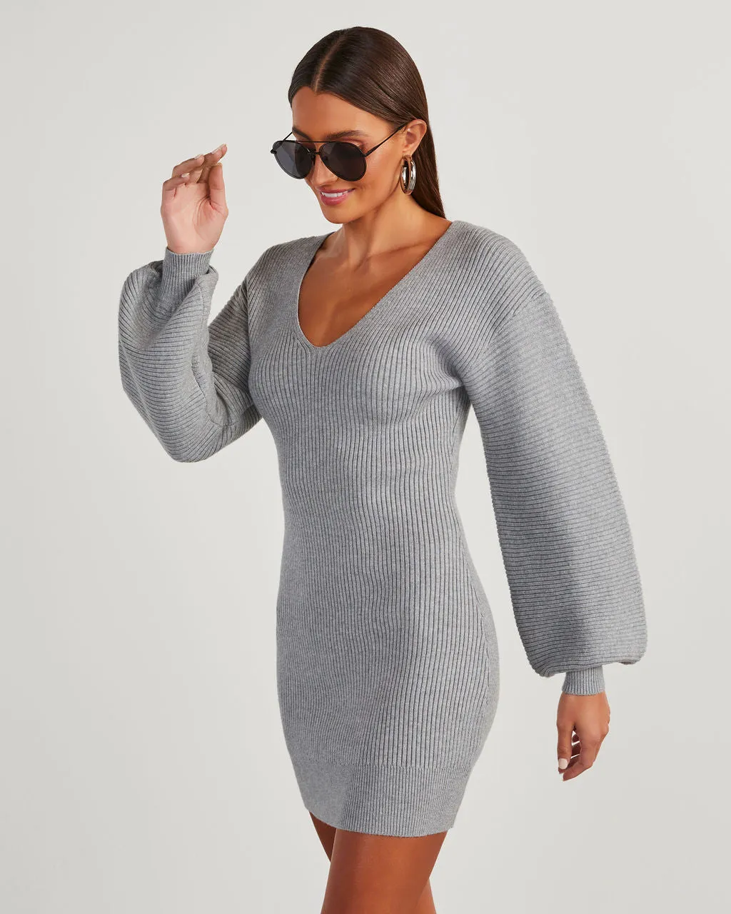 Fall Is Mine Ribbed Mini Sweater Dress