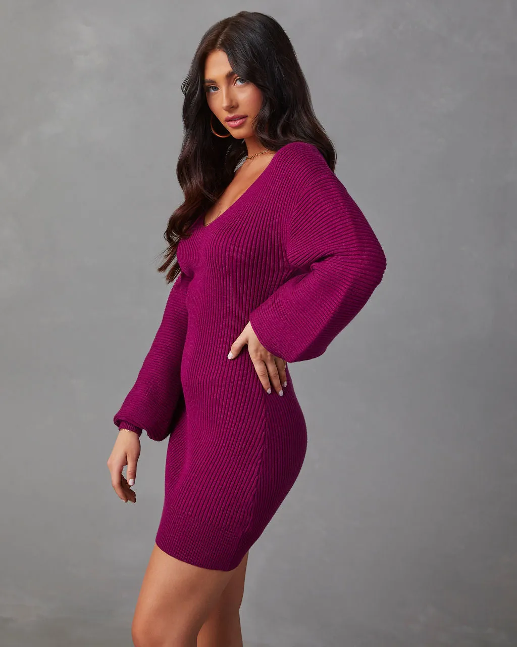 Fall Is Mine Ribbed Mini Sweater Dress