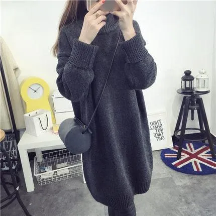 Fashion Trending Turtleneck Long Sleeve Sweater - Women's Autumn Winter Dress Loose Casual Warm Thick Sweaters (D23)(TB8C)(BCD2)(BCD4)