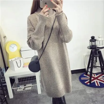 Fashion Trending Turtleneck Long Sleeve Sweater - Women's Autumn Winter Dress Loose Casual Warm Thick Sweaters (D23)(TB8C)(BCD2)(BCD4)