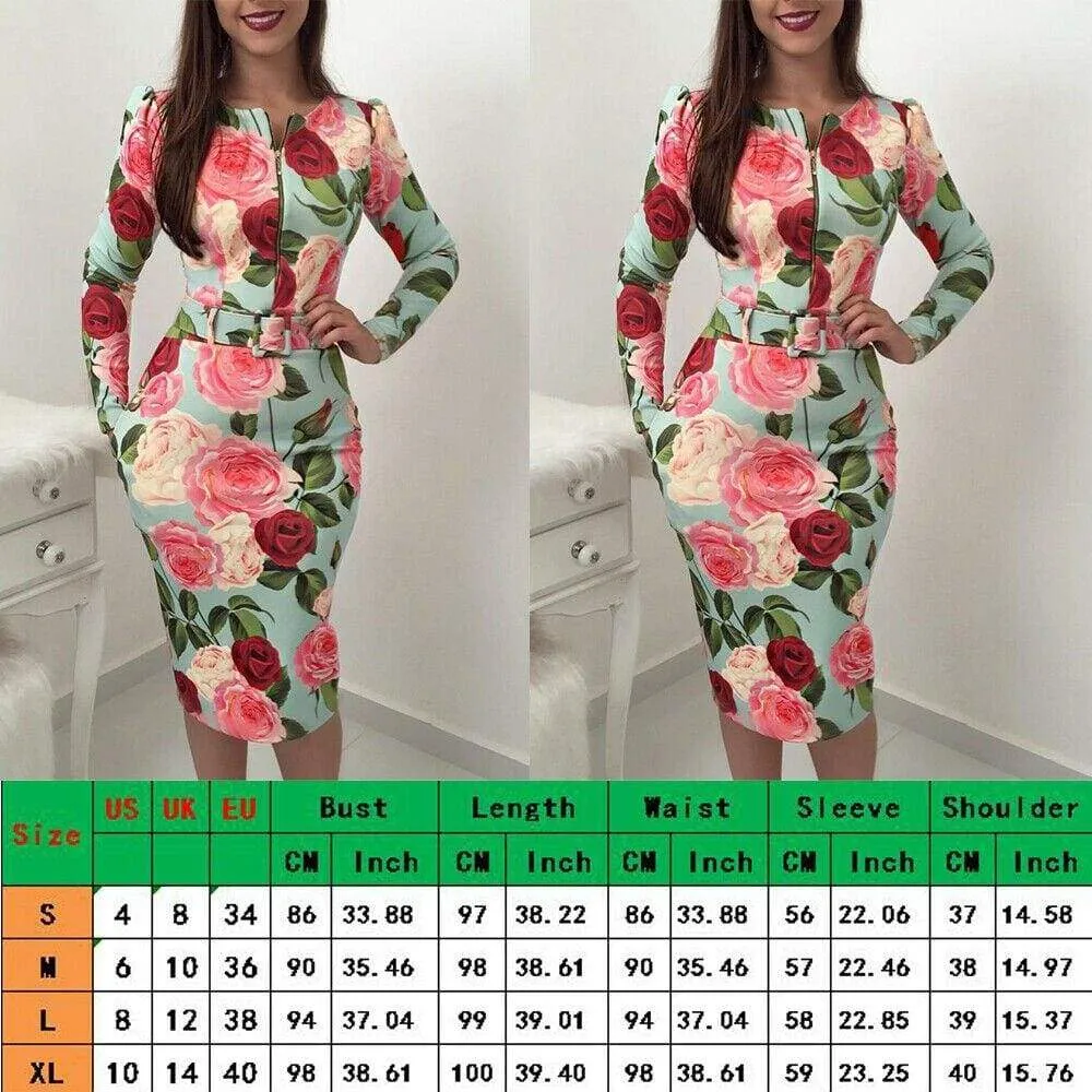 FashionSierra - Women Bandage Bodycon Long Sleeve Short Mini Floral Party Casual Dress