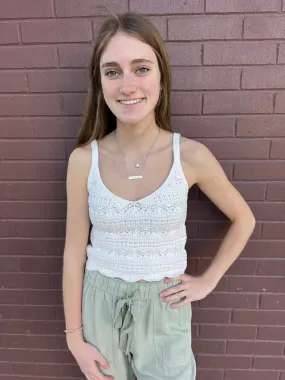 Feeling So Sweet Crochet Tank Top - Off White