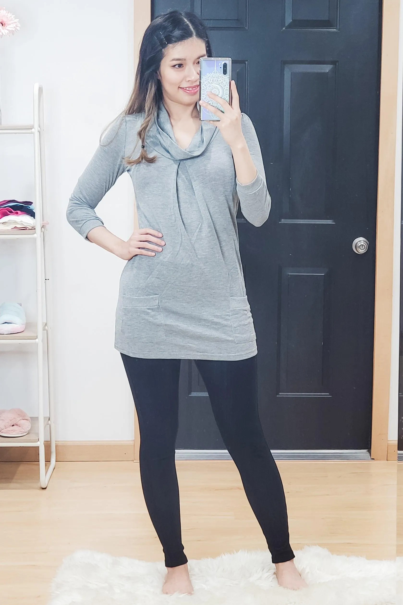 FINAL SALE -  Cowl Neck Pocket Knit Tunic