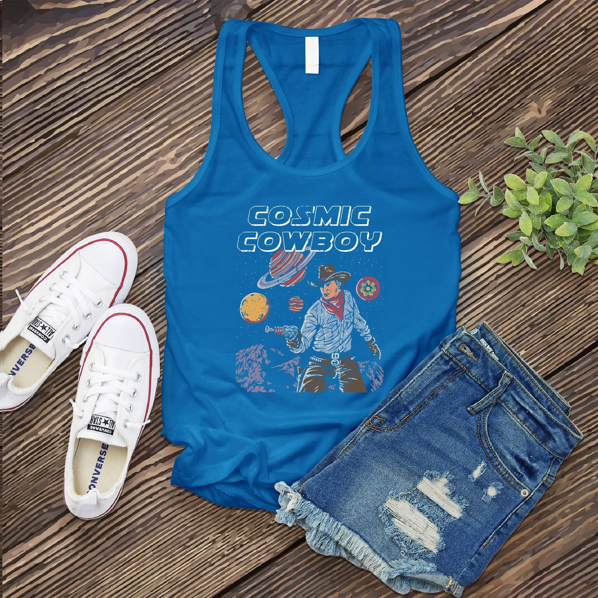 Flat Cosmic Cowboy Women's Tank Top