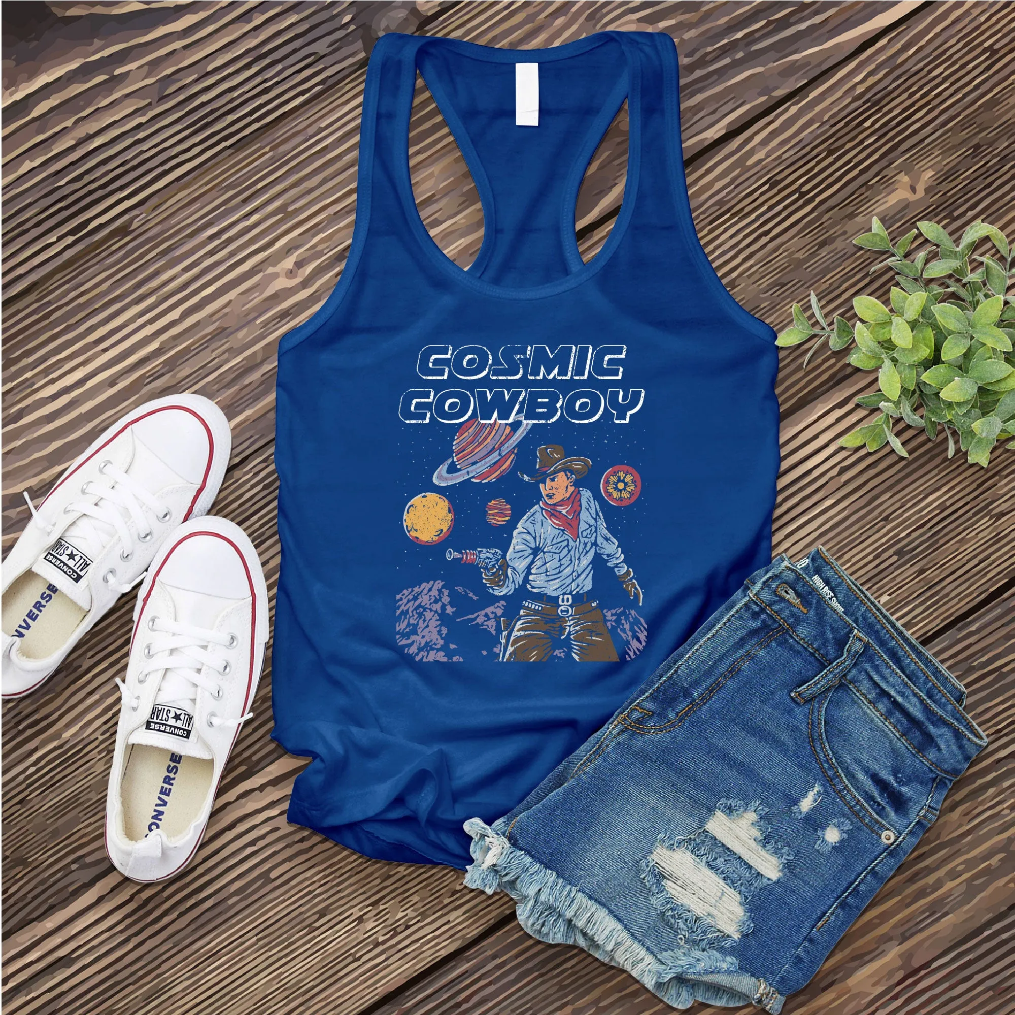 Flat Cosmic Cowboy Women's Tank Top