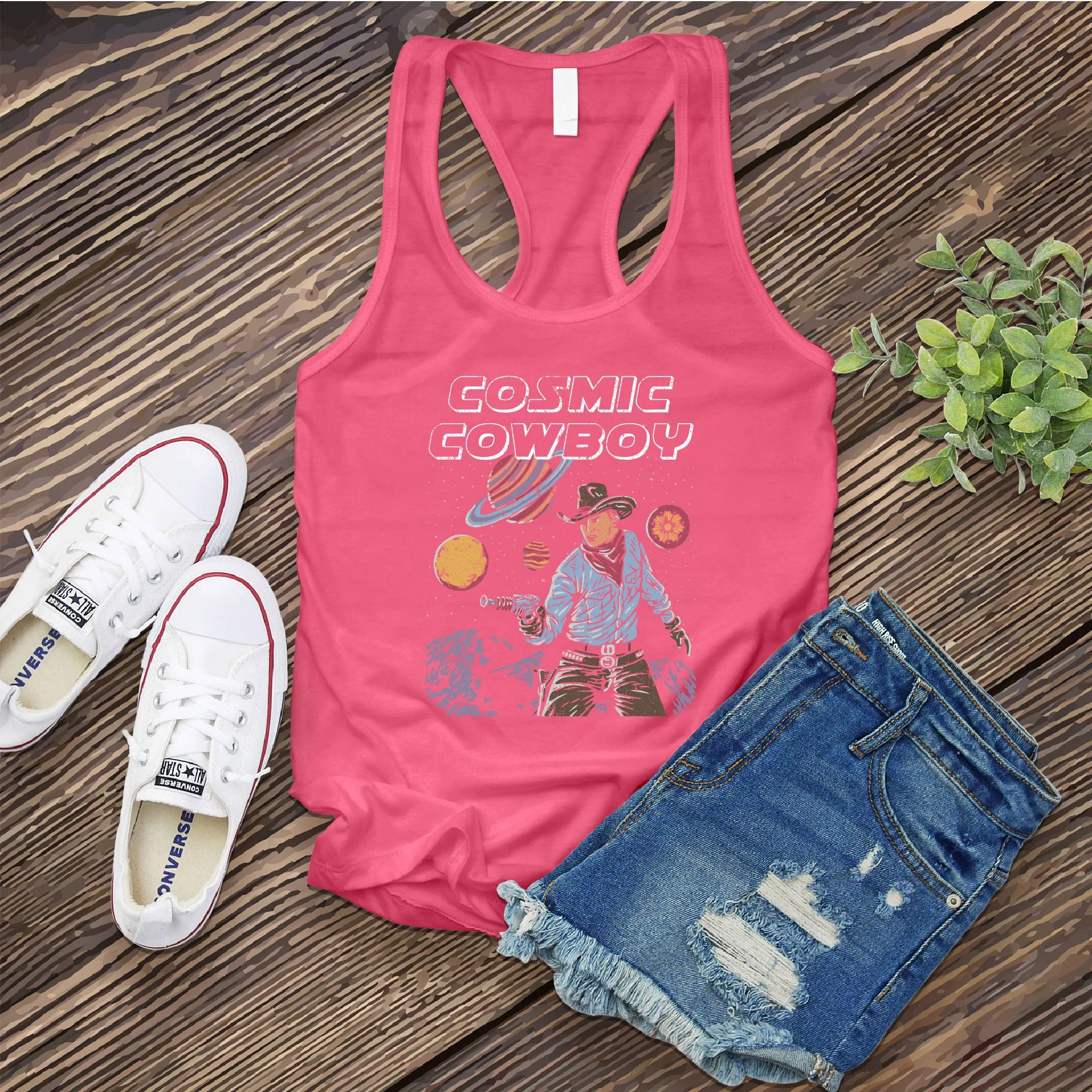 Flat Cosmic Cowboy Women's Tank Top