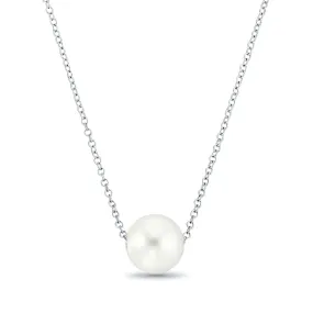 Floating Freshwater Pearl Necklace On Sterling Silver Chain