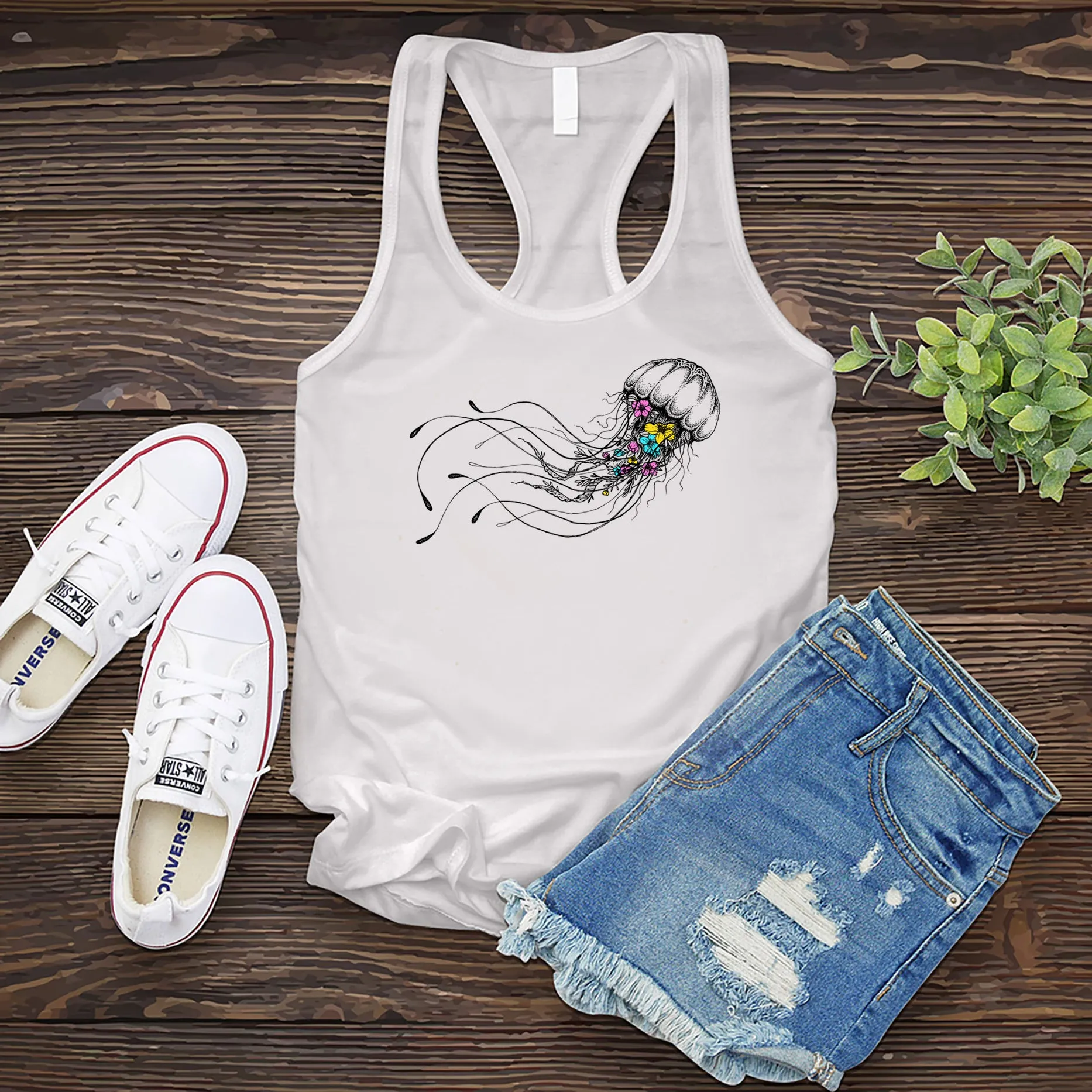 Floral Jellyfish Women's Tank Top