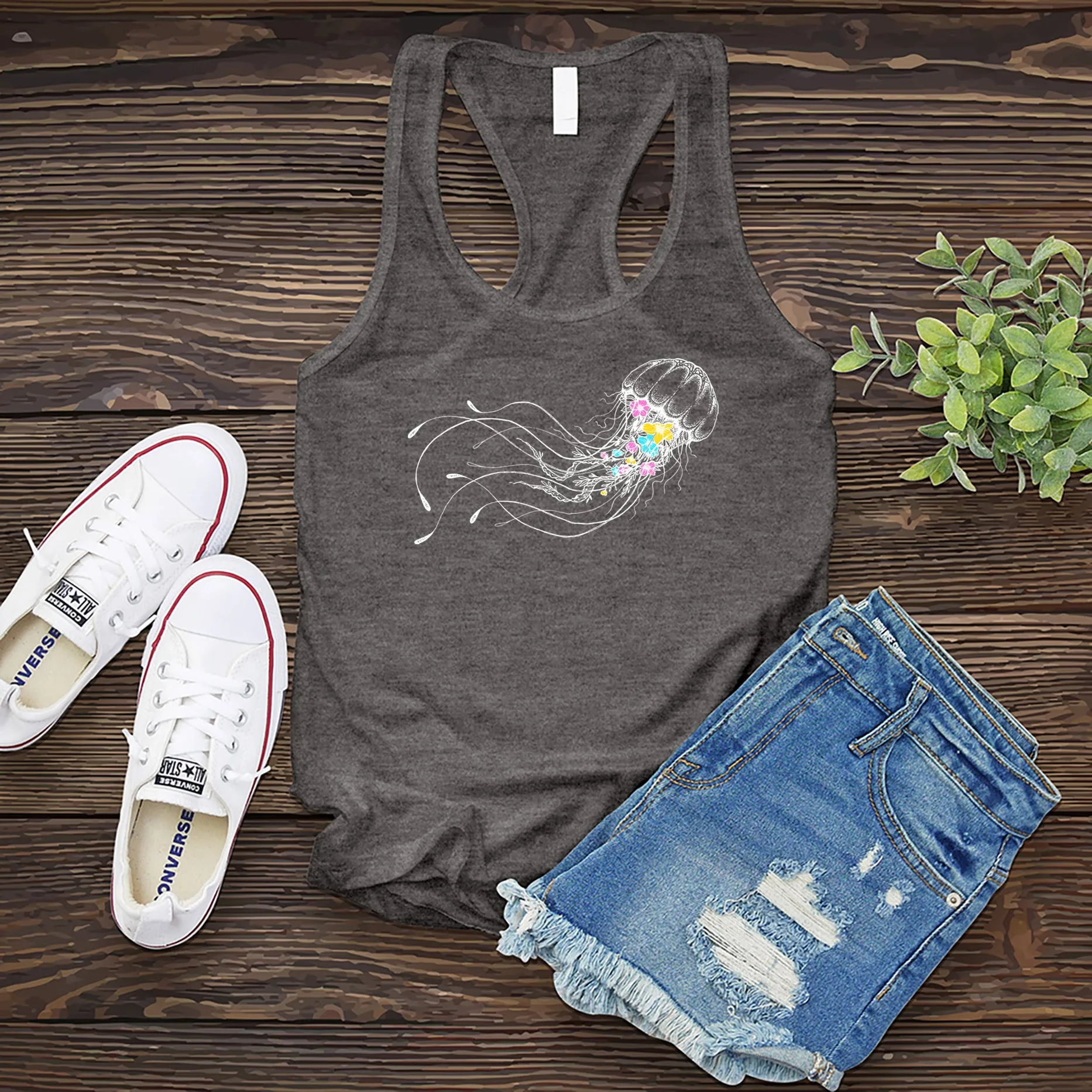 Floral Jellyfish Women's Tank Top