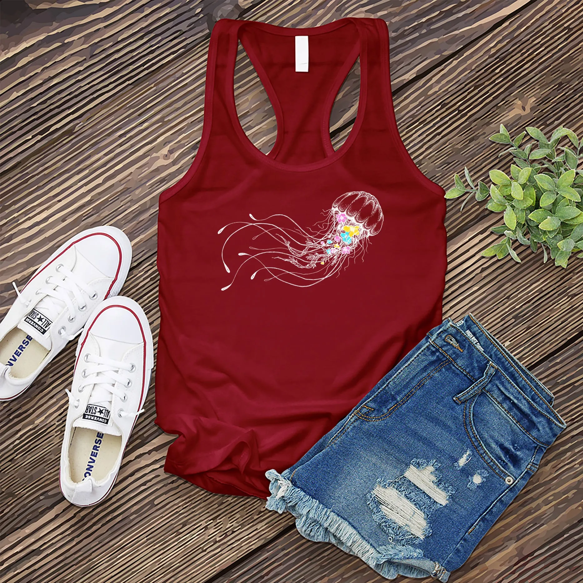 Floral Jellyfish Women's Tank Top