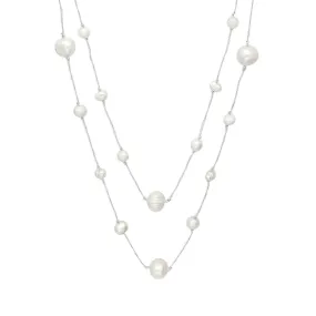 Freshwater Pearl Necklace on a Japanese Silk Cord Beaded Luxury Wrap up to Three Times Long Real Pearl Jewelry KESLEY