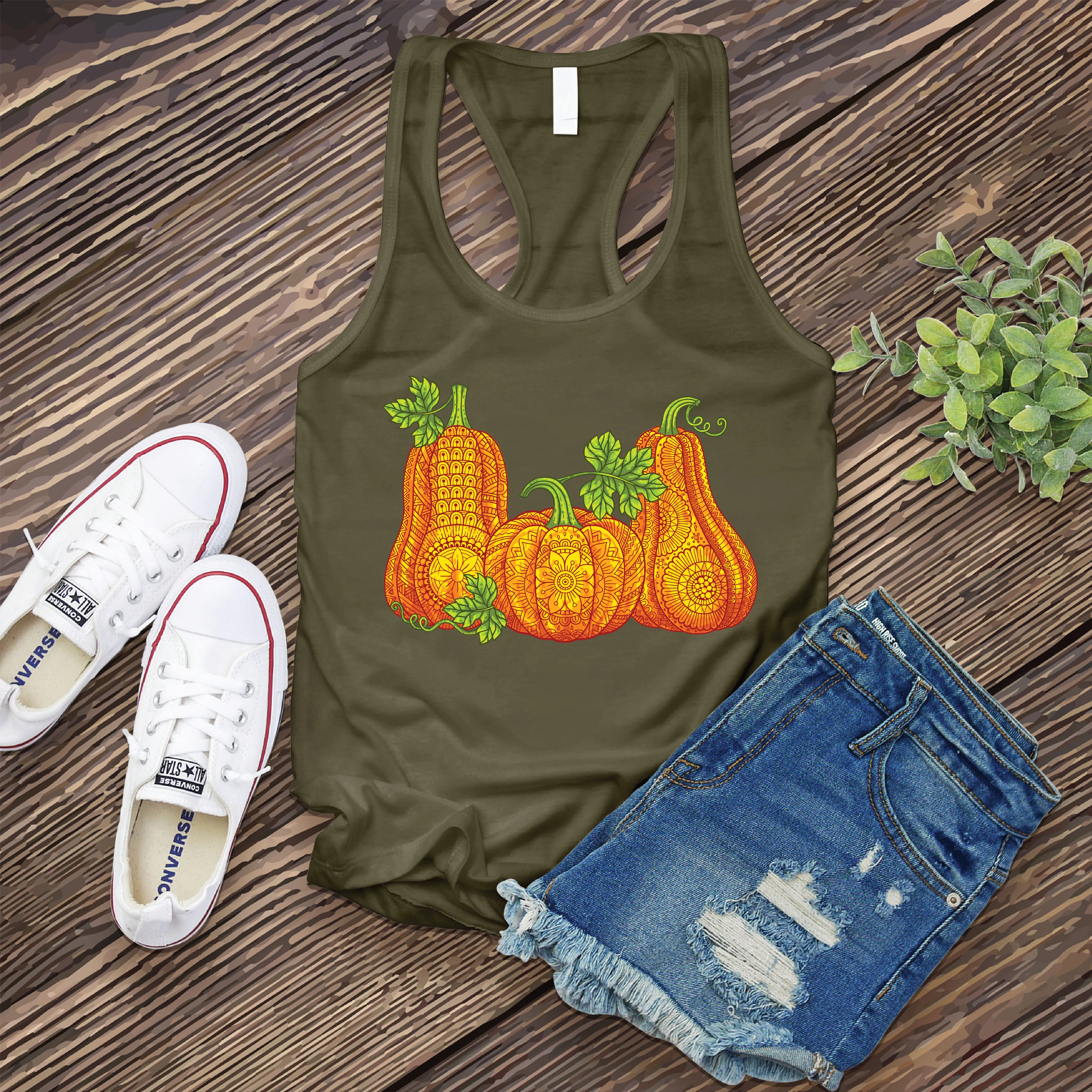 Full Color Mandala Pumpkins Women's Tank Top