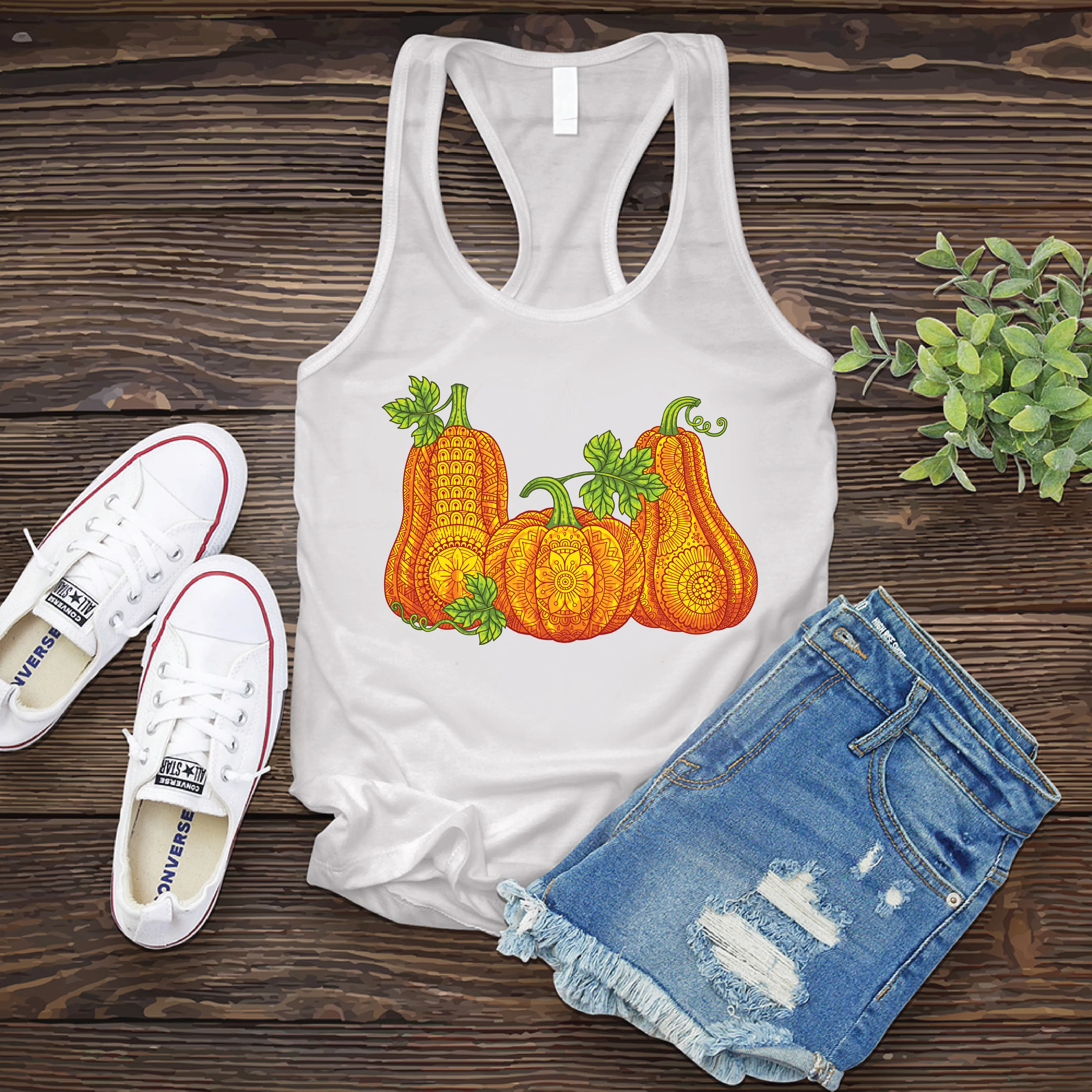 Full Color Mandala Pumpkins Women's Tank Top