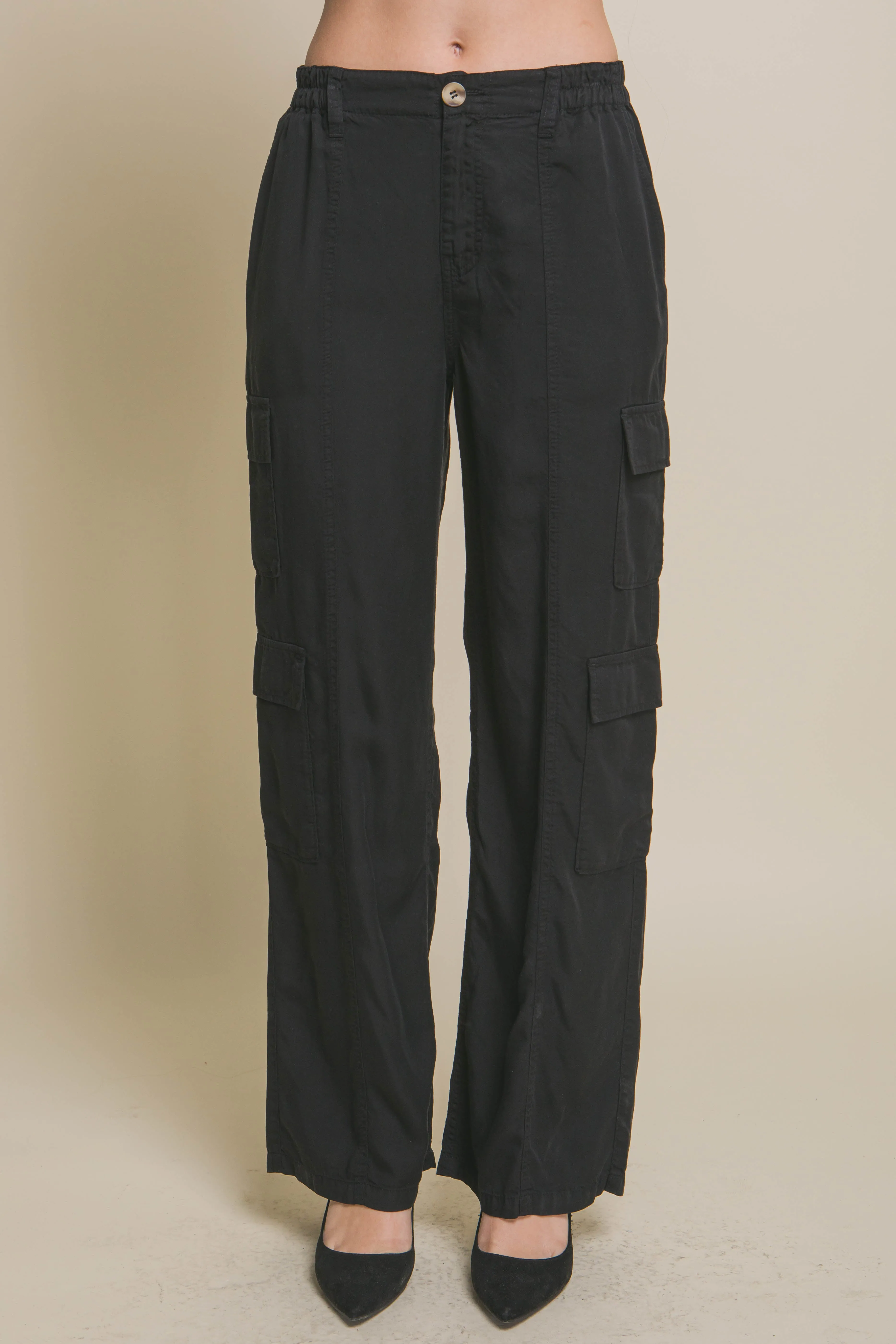 Full-length Women's Tencel Pants With Cargo Pockets