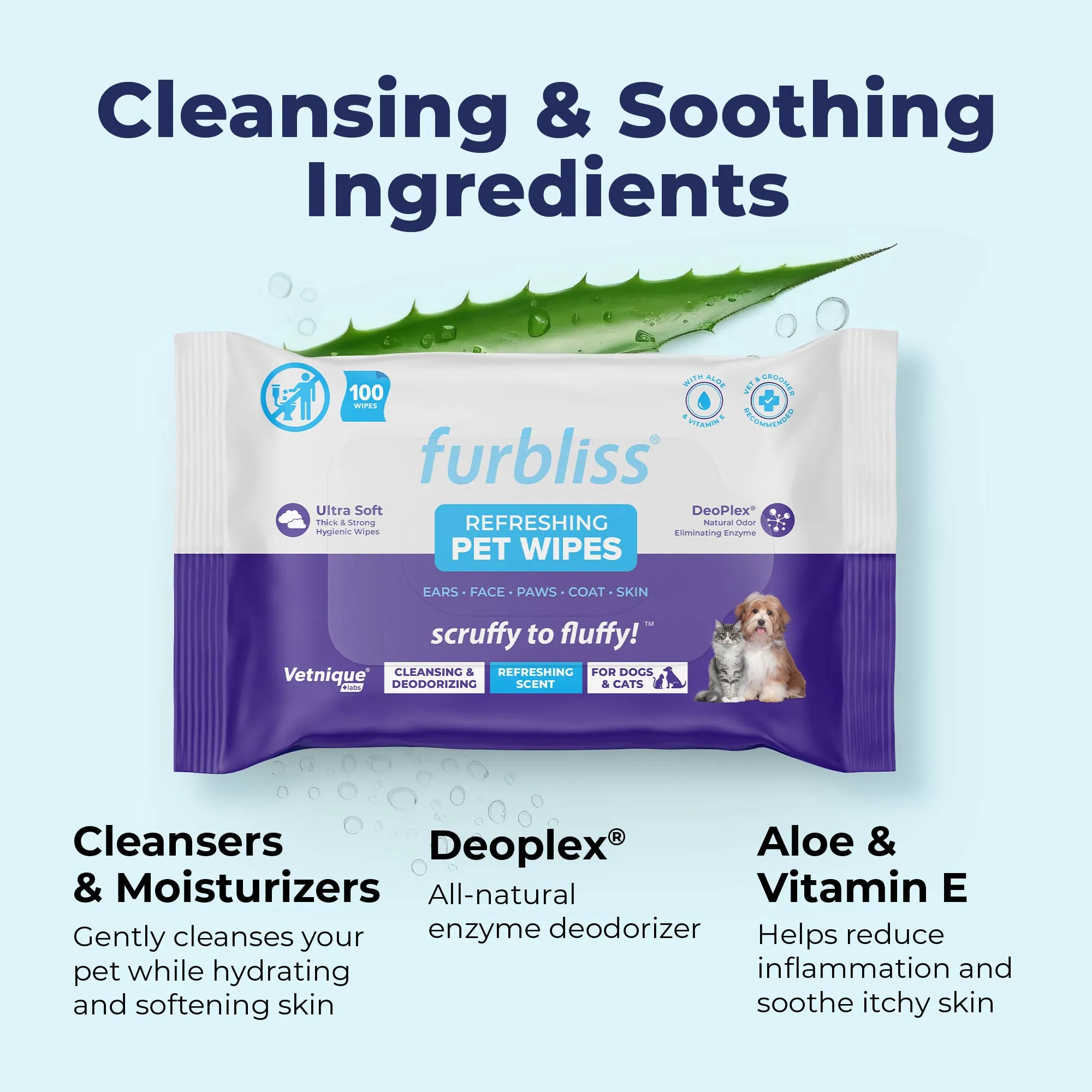 Furbliss® Hygienic Grooming Pet Wipes - 100 ct