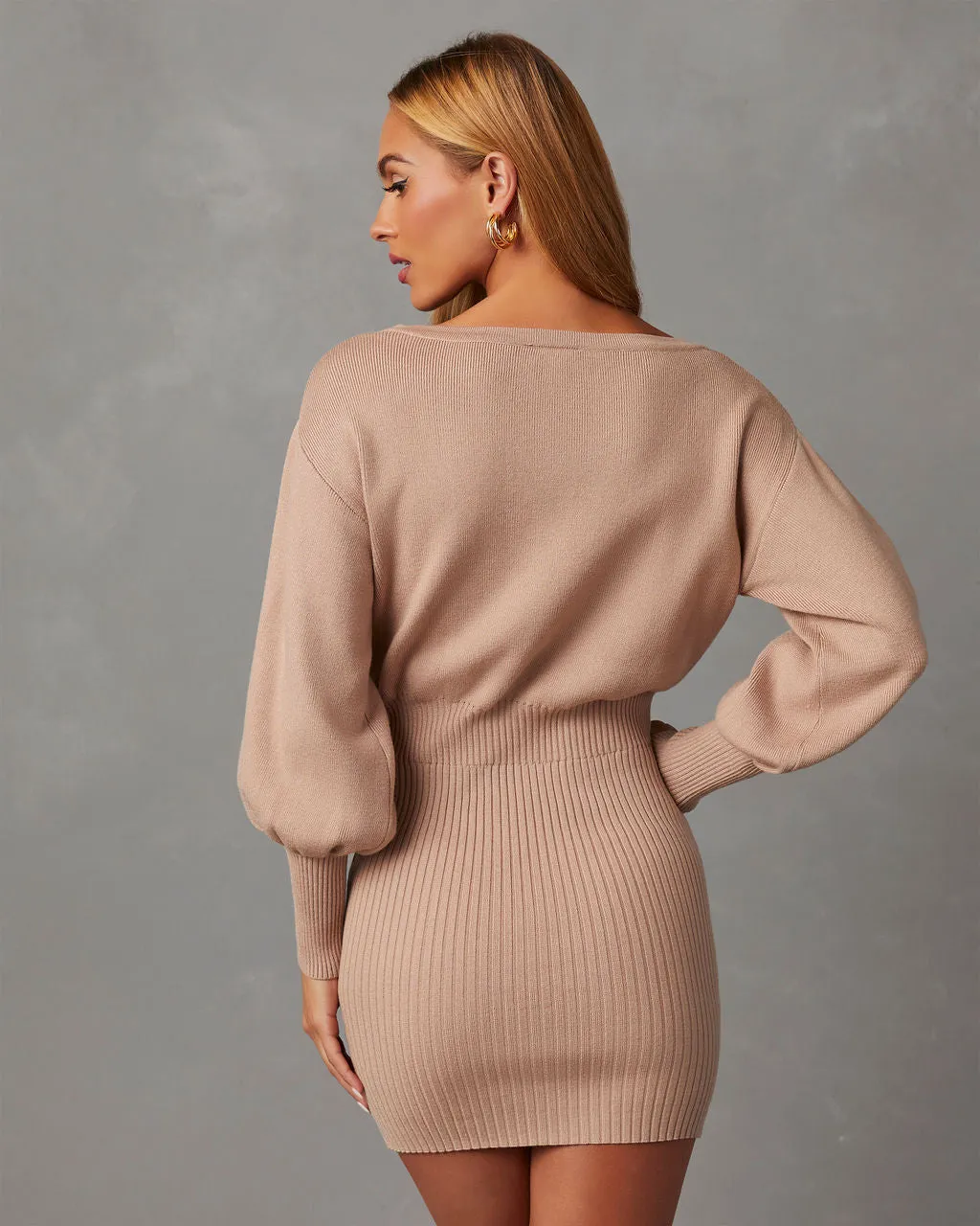 Gellar Ribbed Mini Sweater Dress